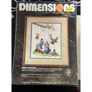 Dimensions‎ AMISH PLAYTIME Counted Cross Stitch Kit #3622 Vtg 1986 Sealed